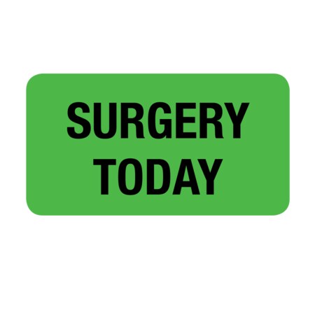 Nevs Label, Surgery Today 7/8" x 1-5/8" Flr Green w/Black VW-0042